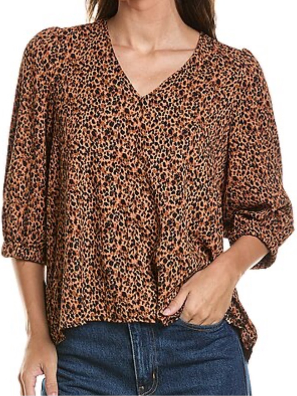 Tuckernuck Pomander Place - Hollis Blouse Large Shirt Top Animal Print Neutral